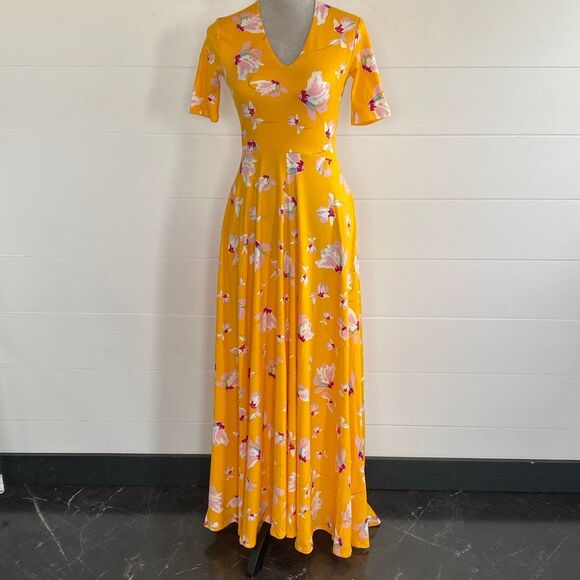 Agnes & Dora Essential Maxi Dress Baby Suede Falling Iris Gold - Sz S NWT/001 - Picture 2 of 12